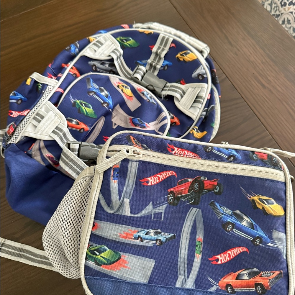 Hot Wheels Blue Backpack and Lunch Bag Set